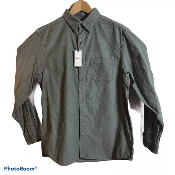 ROWM Mens Medium Long Sleeve Lightweight Corduroy Shirt Olive Green - Picture 1 of 5